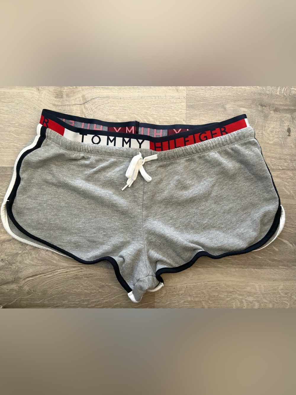 Tommy Hilfiger Navy and Red Branded Waistband Shorts
